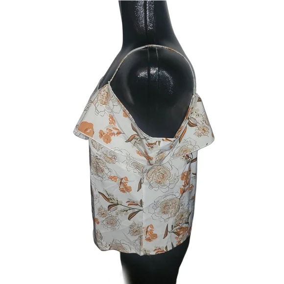 Floral Print Ruffle Detailed Tank Top L - Picture 4 of 5